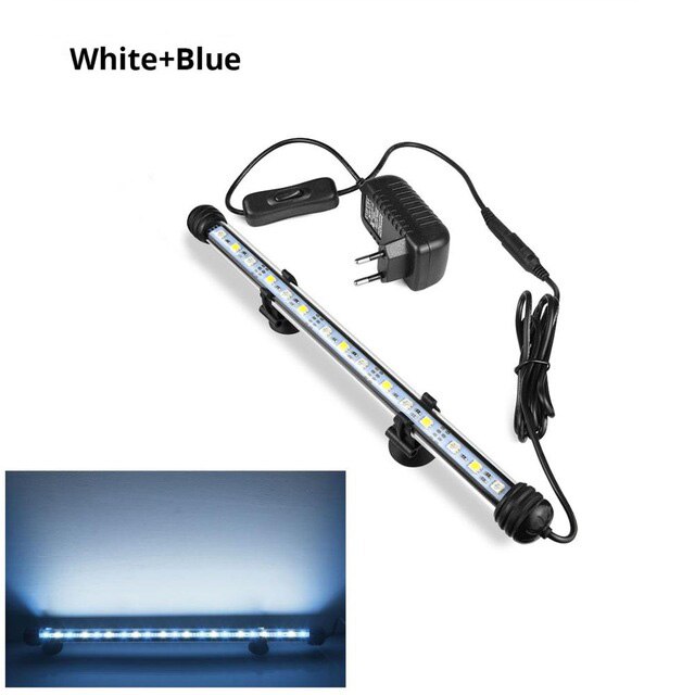 Wasserdichte LED-Licht Für Aquarium RGB Aquarium Licht Unterwasser LED Bar Lampe 19/29/39/49cm Aquarium Dekoration Pflanzen Beleuchtung: White and Blue / 19cm