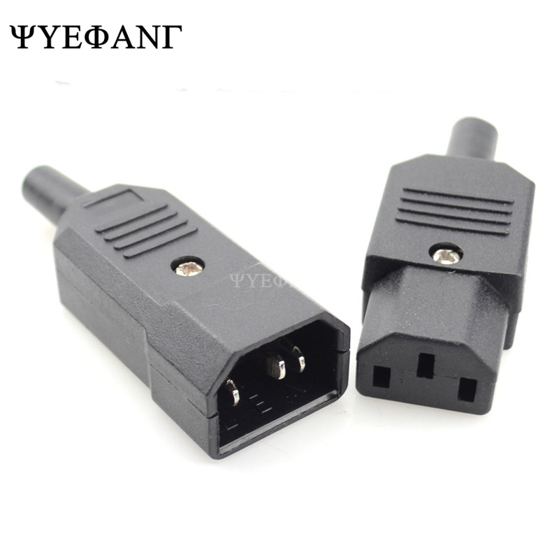 IEC Gerade Kabel Stecker Stecker C13 C14 10A 250V Schwarz weibliche und männliche Stecker Kabelmontage Energie Stecker 3 Stift AC Buchse