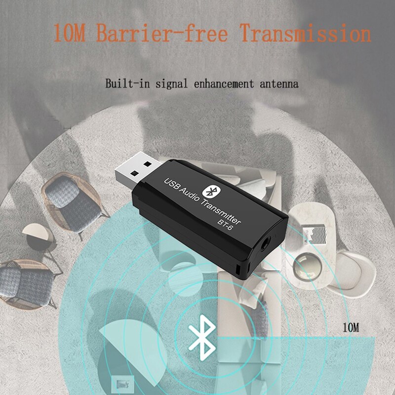 Usb trådløs o adapter 5.0 bluetooth sender modtager 3.5mm aux dongle til bil tv pc højttaler  mp3