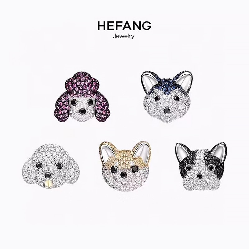 Cute Dog Earrings 925 Sterling Silver micro inlaid zircon, exquisite and lovely, feminine style and