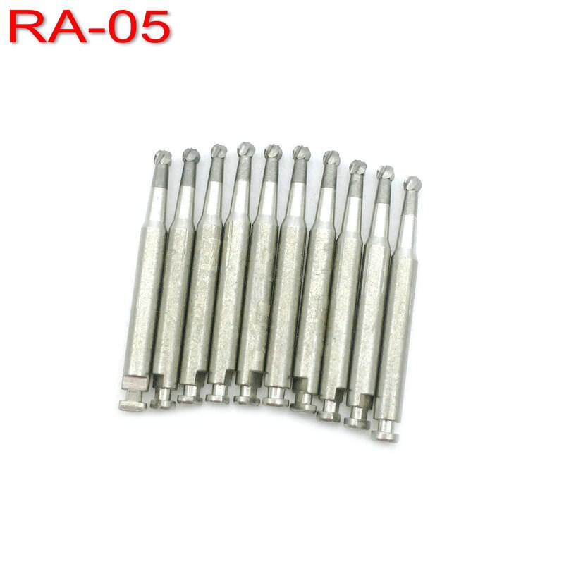 Fresas dentales de carburo de tungsteno de acero, para pestillo de baja velocidad, tipo RA-05, RA-06, RA-07, RA-08, RA-35, RA-558, 10 Uds.: RA-05