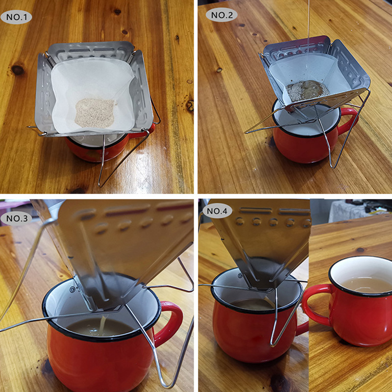 Outdoor Camping Koffie Drip Druppelaar Rack Herbruikbare Draagbare Koffiezetapparaat Filter BHD2