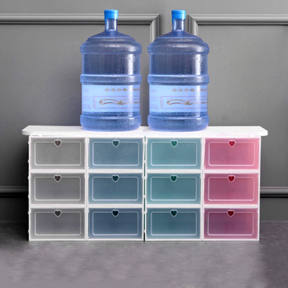 Klar pp stabelbar støvtæt flip skuffesko boks hjem opbevaring container organisator plast sko kasser stabelbare opbevaringsbokse