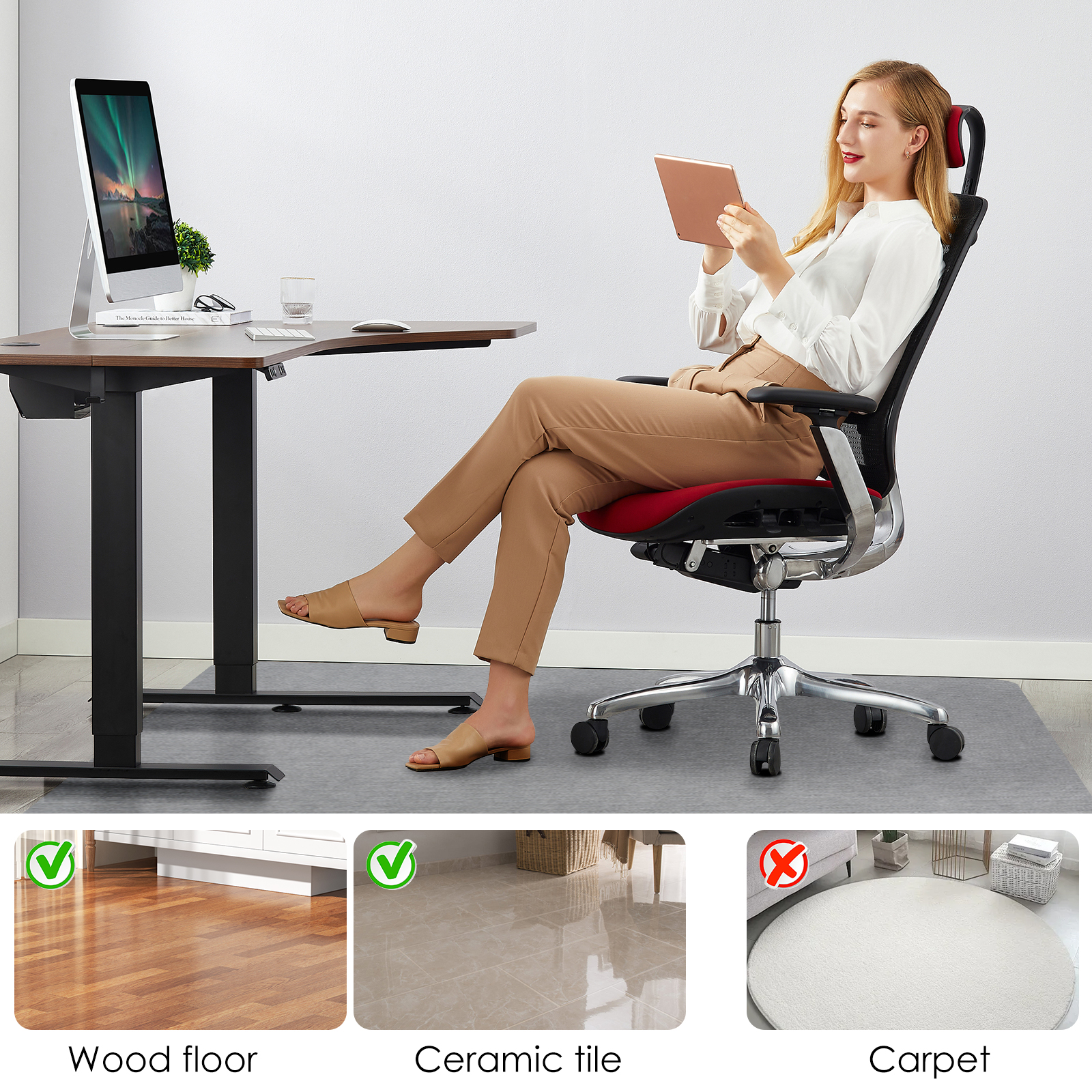 Office Chair Mat Anti Slip Desk Chair Mat Protective Rolling Chair Mat Easy Clean Floor Protector Premium Under Desk Rug for