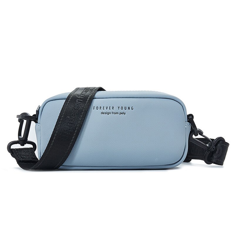 Small Women Shoulder Bag Multi-functional Chest Bag Pack Female Leather Clutch Purse Lady Crossbody Soft Messenger Bag: Light Blue