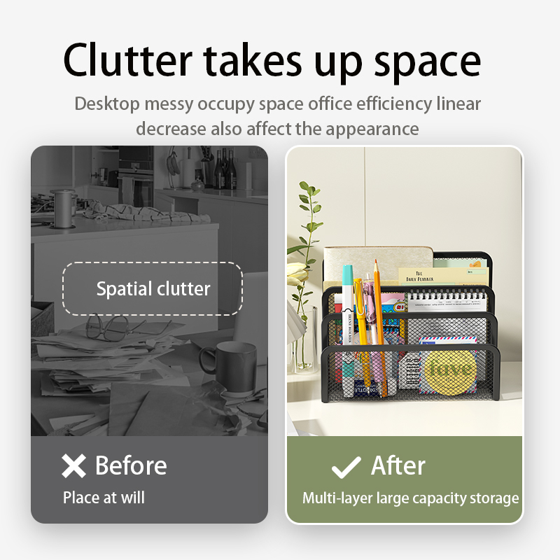 Desk Mail Organizer, 2 Pack Office Small Letter Sorter Desktop File Organizer Metal Mesh with 3 Vertical Upright Compartments