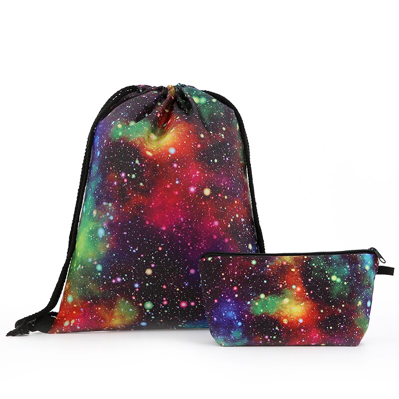 Sterrenhemel rugzak tassen trekkoord cosmetica pak bedrukking reizen heren tassen dames schouder softback reizen unisex: Stijl 11