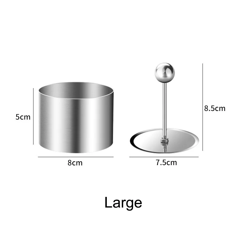 1 szt. Stalowa okrągła forma robić zimnych przystawek ze stali nierdzewnej z prętem, forma robić Sushi, narzędzie robić ciasta musowego, akcesoria kuchenne: Jasne