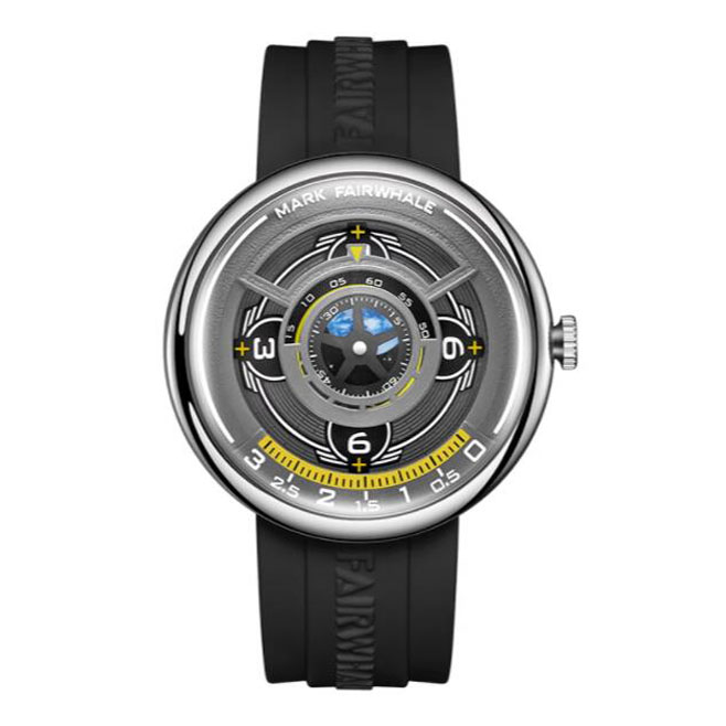 Mark Fairwhale Men Luxury Watch Vintage Watches Concept Dial Quartz Wristwatch Rubber Strap: Coffee