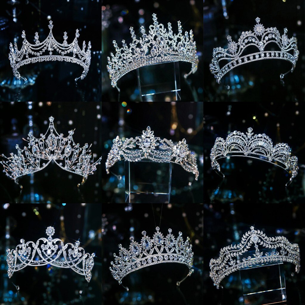 Diadèmes de mariée en cristal de couleur argent, couronne de luxe, strass, diadème de concours, couvre-chef, accessoires pour cheveux de mariage