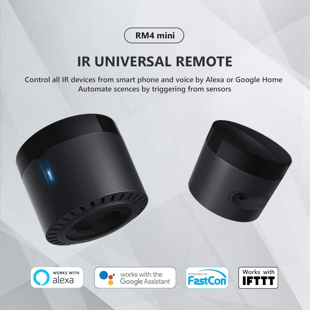 Broadlink-mando a distancia RM4 Mini Universal para el hogar, dispositivo con Audio y vídeo, wifi, Compatible con Alexa, Google Home y IFTT
