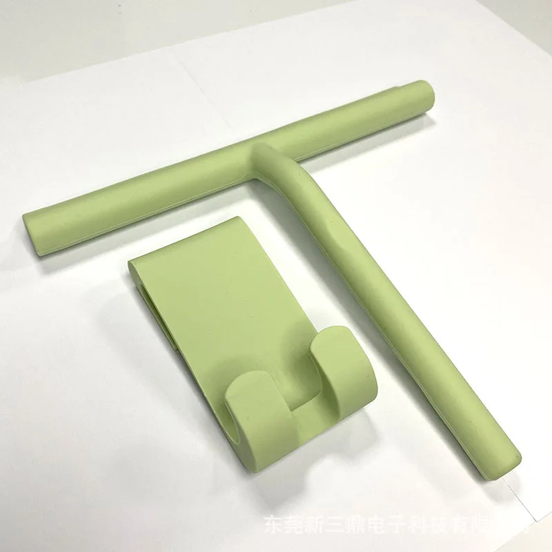 Bathroom Shower Squeegee Household Glass Wiper Window Mirror Silicone Scraper Shower Doors Hanging Squeegee Holder Cleaning Tool: Silver