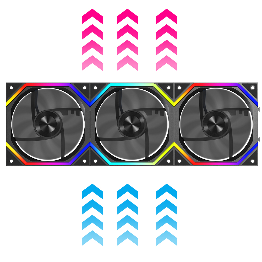 Jungle Leopard PC Case Fan Prism XH Splicing fan ARGB chassis fan 12CM cooling fan Shenguang synchronous 5V3 pin prism PWM: Black