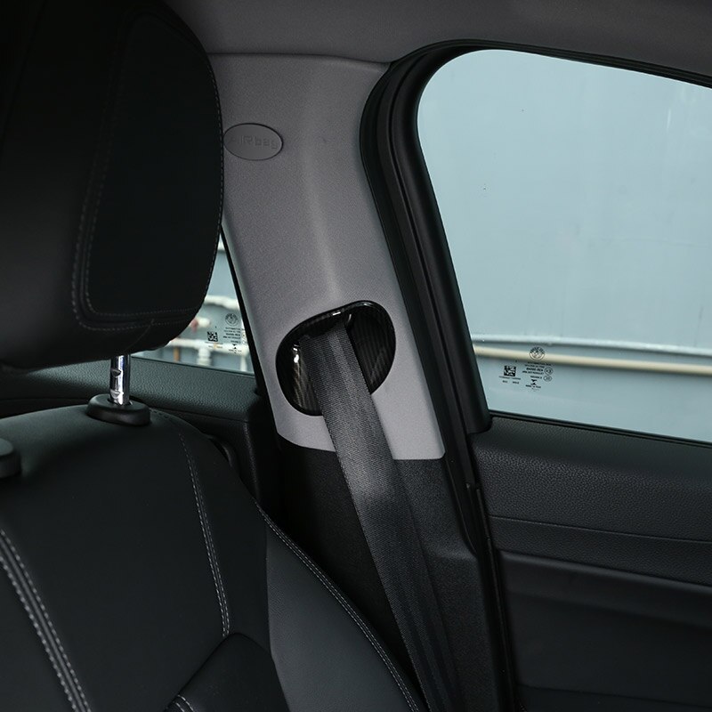 2 st kolfiber stil för alfa romeo giulia abs krom främre bältesskydd trim biltillbehör