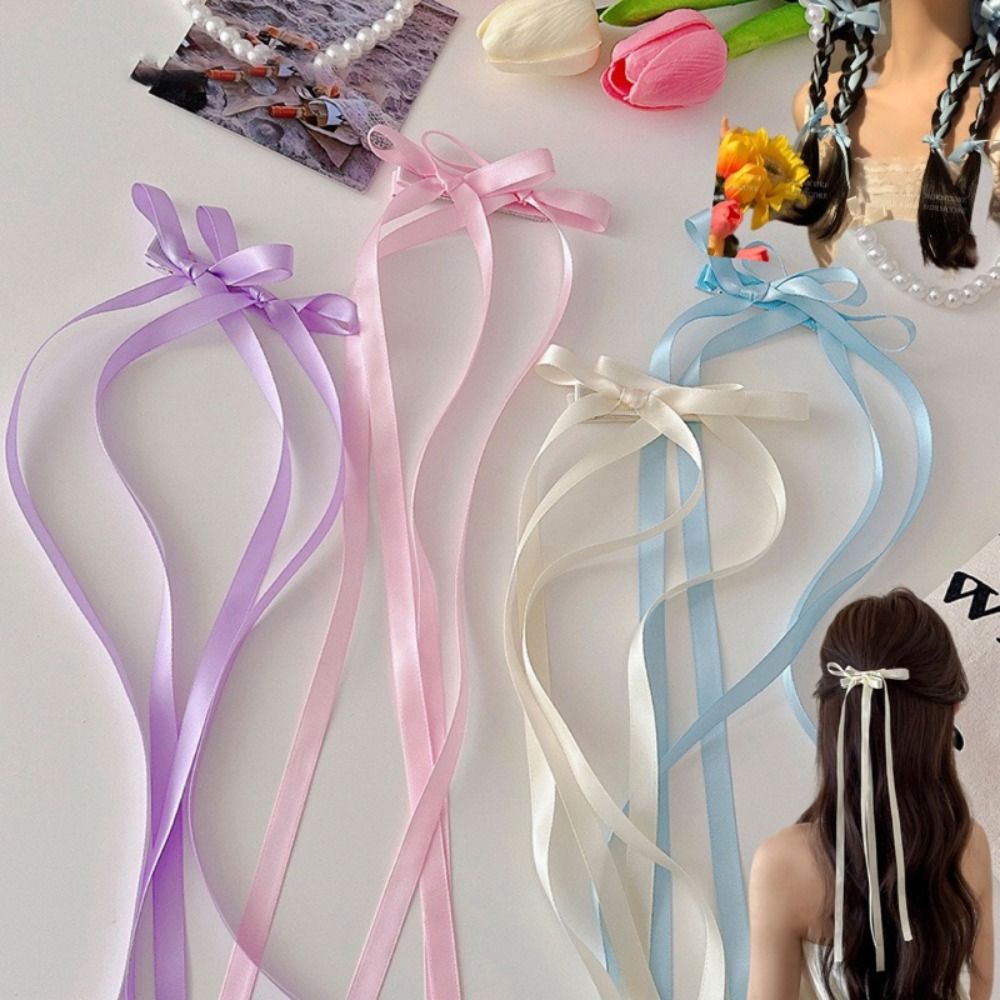 Strik Haarclip Satijnen Lint Bobby Pin Effen Hoofdband Vlechten Haar Tool Schattig Ballet Lente Haarspeldjes Kawaii Haarspelden