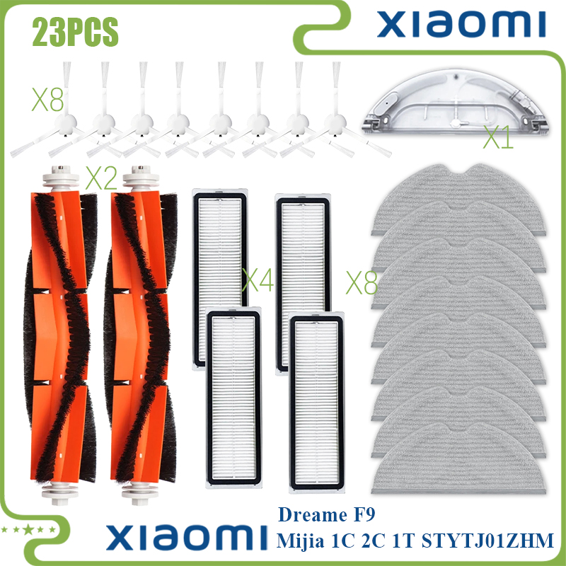 Para Xiaomi Mijia 1C 1T STYTJ01ZHM Mi Robot aspirador fregona Dreame F9 filtro Hepa Cepillo Lateral principal paño de mopa accesorios de limpieza: Beige