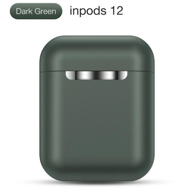 Originale  i12 tws inpods 12 i9s øretelefoner bluetooth trådløs øretelefon touc bas stereo headset sport øretelefoner pk  i7s: Mørkegrøn