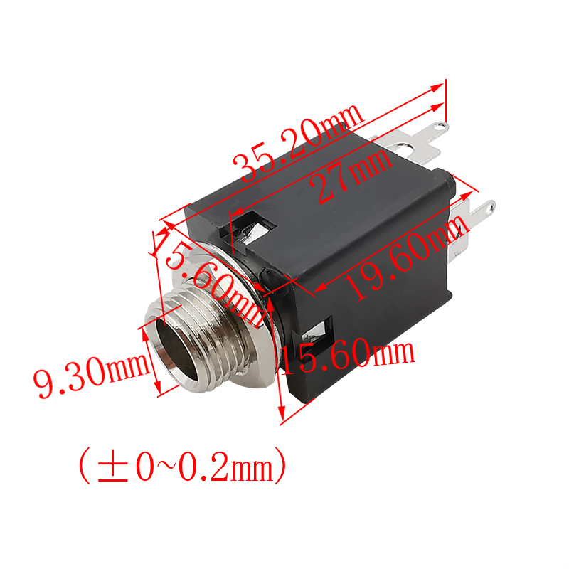 PJ-612A 6.35mm Audio Headphone Jack 1/4 inch 5 Pin Audio Microphone Female Socket Panel Mount Solder Conenctor with Nut