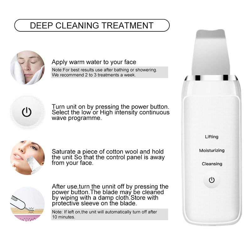Tlinna ultrasone huidscrub diepe gezichtsreiniging verwijdert vuil, mee-eters vermindert rimpels, whitening liftende massage-apparaat