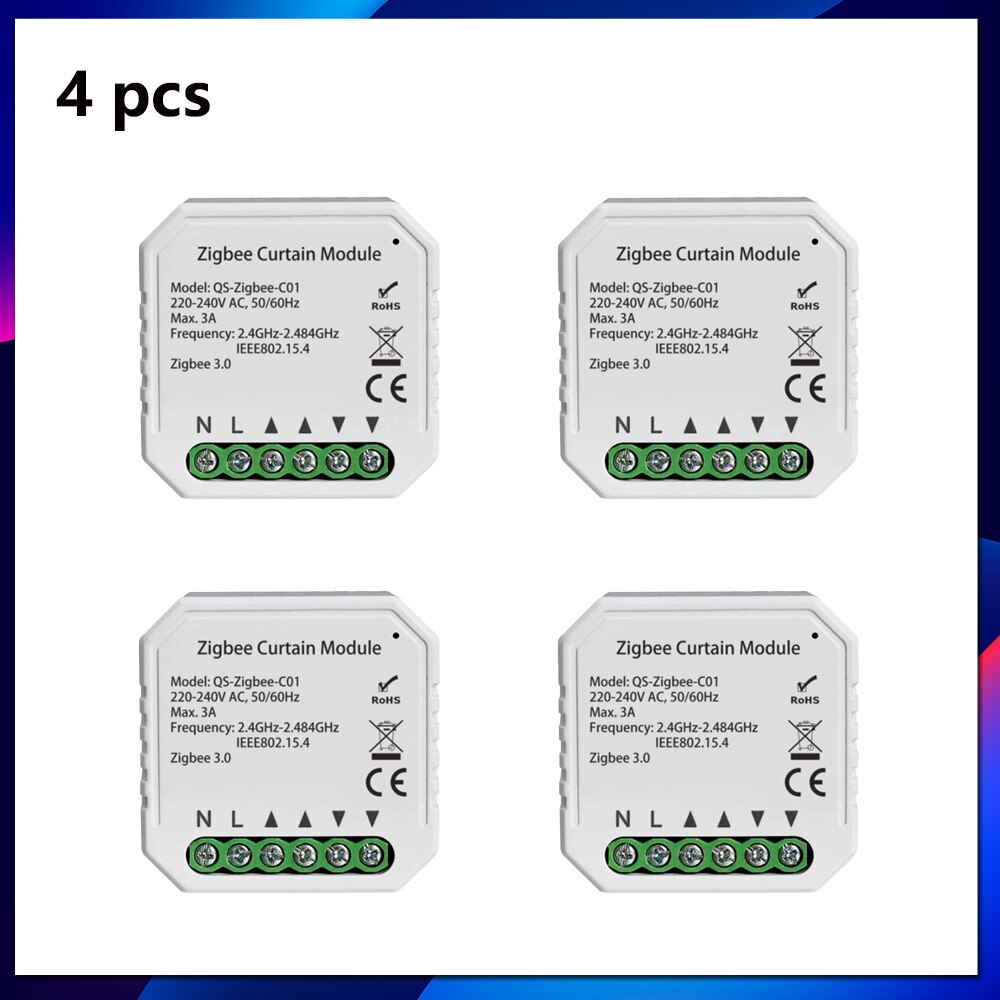 Tuya ZigBee Intelligent Curtain Module Smart Home DIY Tool Household Multifunction Tool Compatiblemart with Alexa Google Home: 4PCS