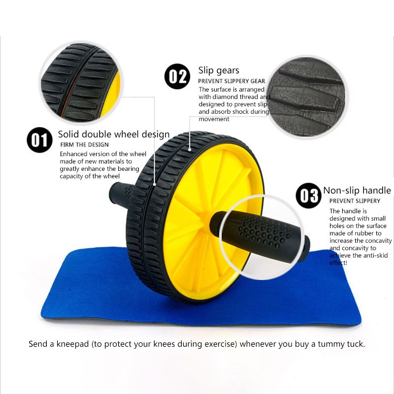 Double-Wheel Abdomen Wheel AB Wheel Abdominal Wheel Fitness Equipment Gym Exercise Apparatus Functional And Removable Equipped