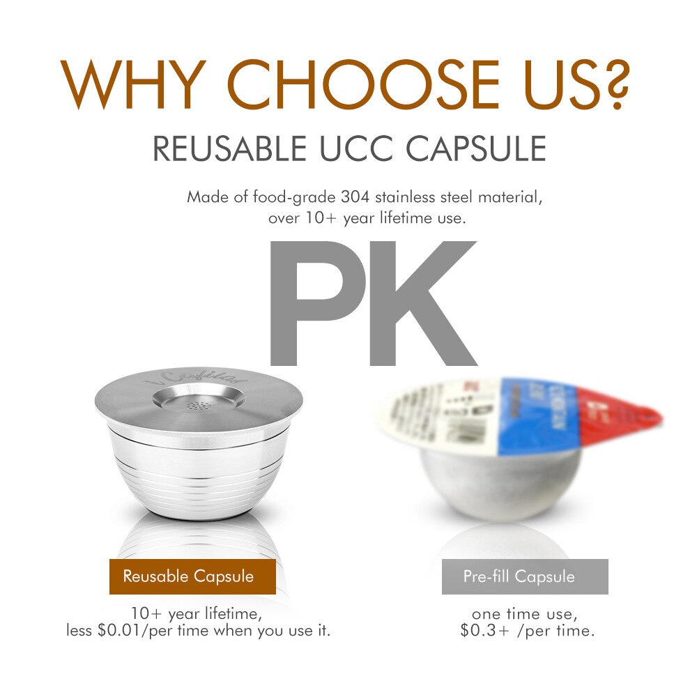 Roestvrij Staal Metal Herbruikbare Ucc Koffie Capsule Fit Voor Ucc Koffie Machine Espresso Druppelaar Maker Refilable Lepel Clip