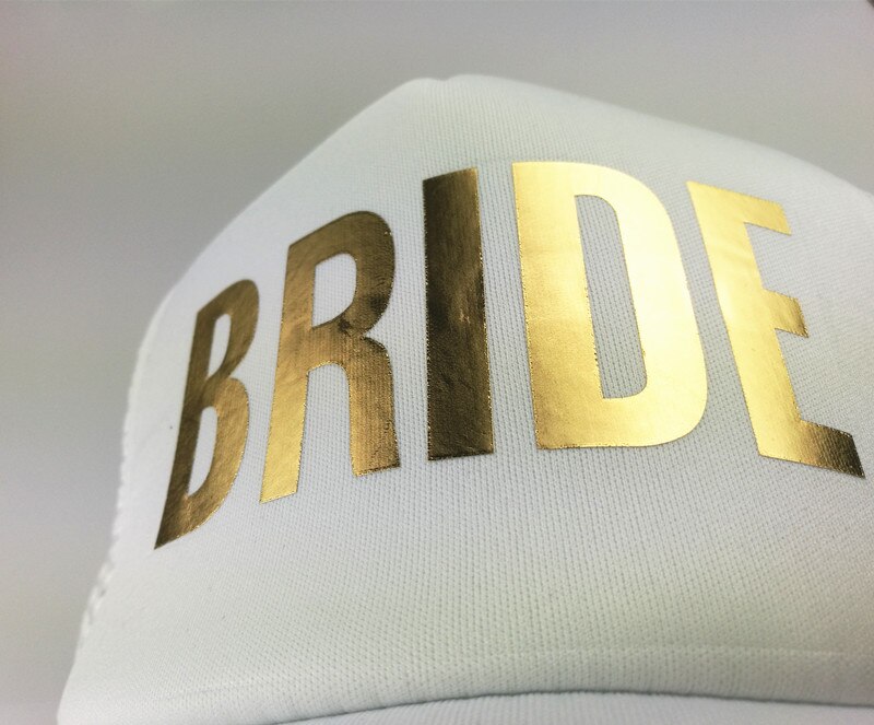 C&amp;Fung BRIDE TEAM BRIDE Bachelorette Hats Wedding party Trucker Caps White Neon gold glitter print hats summer style