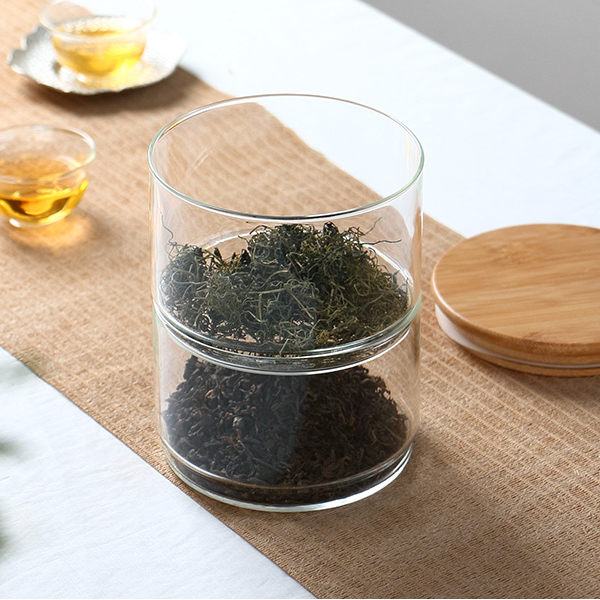 Kitchen Airtight Glass Jars Stackable Storage Jar Containers with Lid Food Spice Glass Salad Bowl Organizer Bottle Candle Jars: 2 pcs set