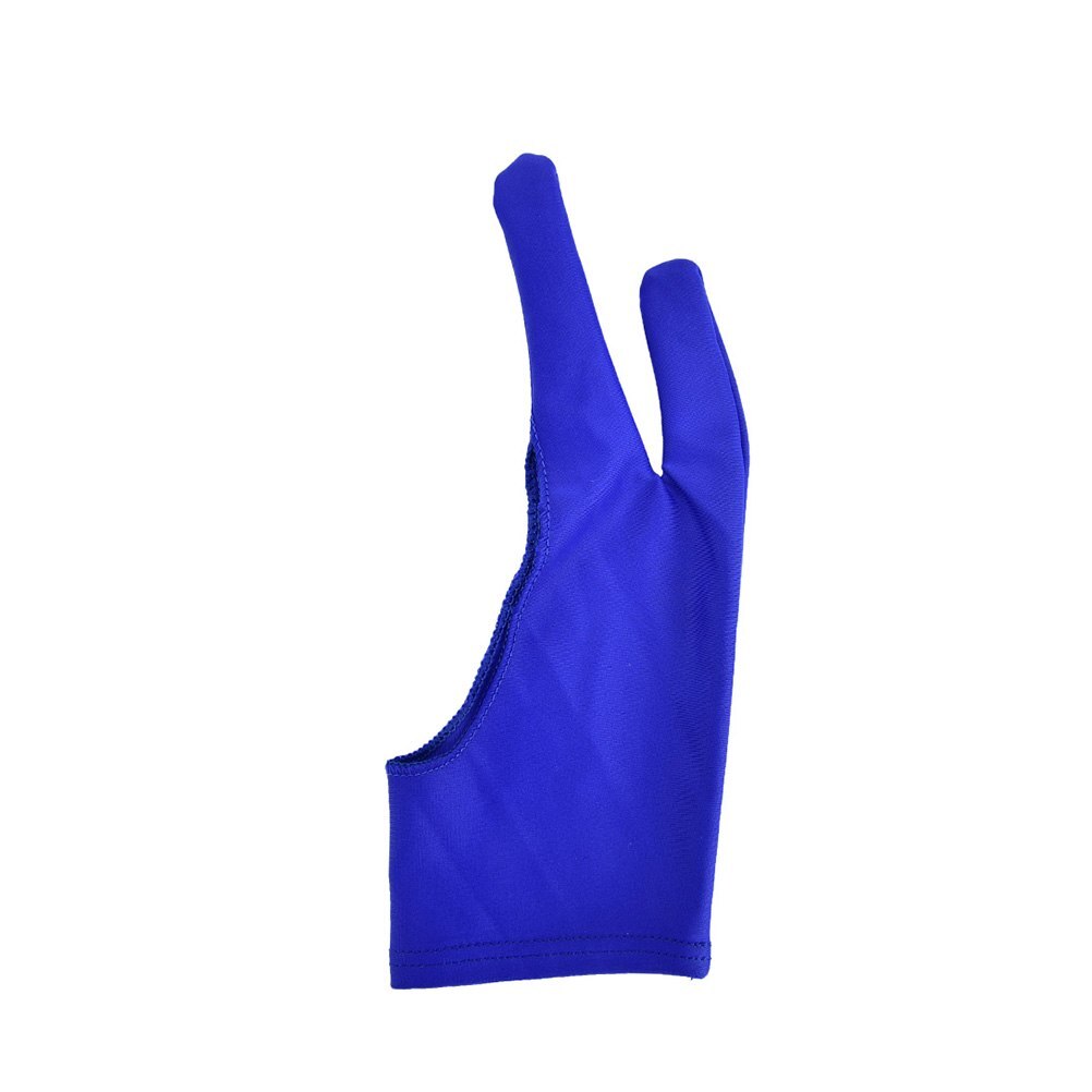 Artista desenho luva para qualquer gráficos desenho tablet preto 2 dedo anti-incrustação: Blue