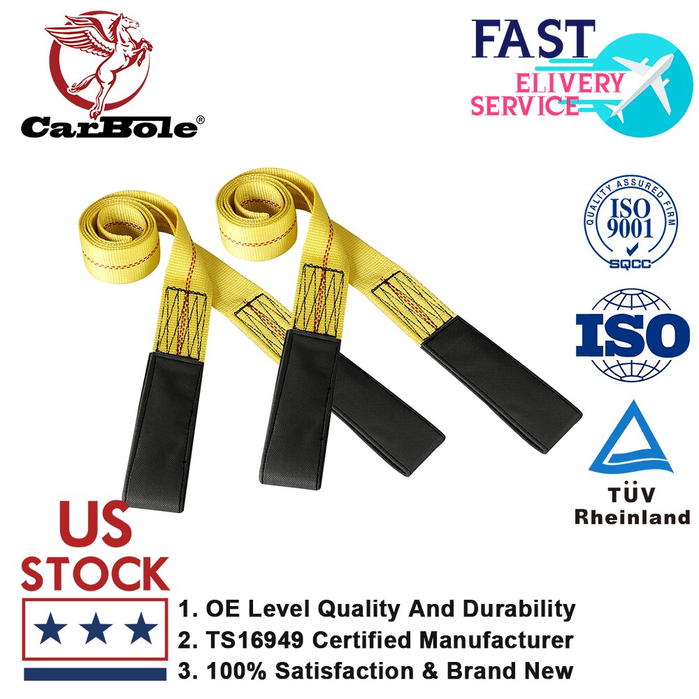 2 Pack 6' x 2" Lift Sling Tow Cargo Straps With Loops Heavy Duty Rigging Webbing Made With Industry Standard Polyester Webbing