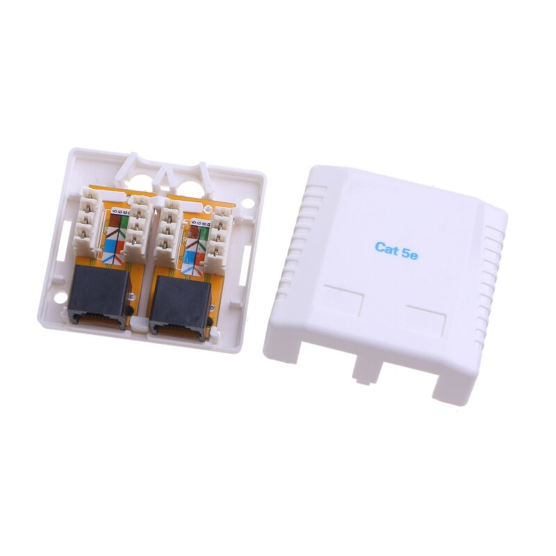 CAT5e RJ45 Keystone Jack Female Coupler Insert Snap-in Connector Socket Adapter 2 Port for Wall Plate Outlet Panel White D5QC