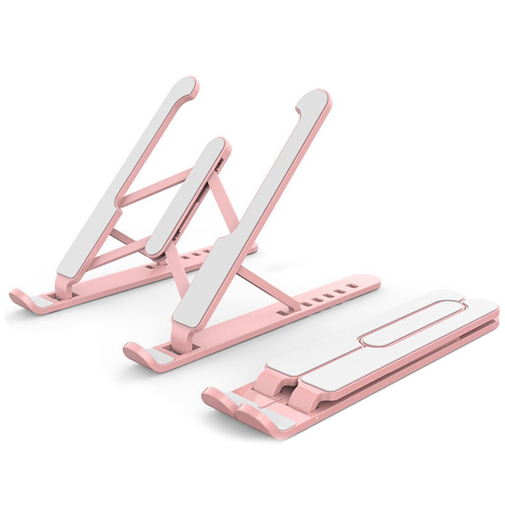 Draagbare Pc Laptop Stand Opvouwbaar Voor Macbook Pro Ondersteuning Verstelbare Notebook Houder Tablet Voor Computer Beugel Cooling Riser: Roze