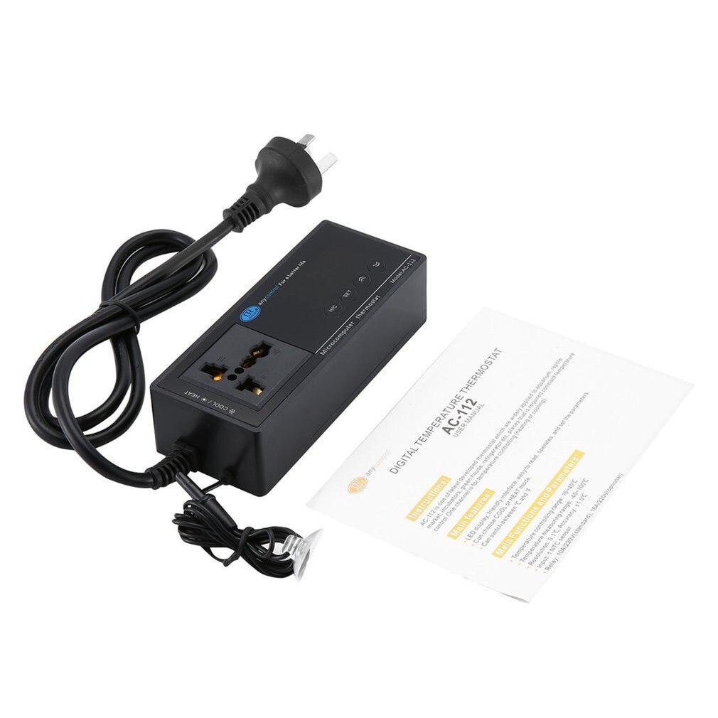 AC-112V Aquarium Reptile Temperature Controller Digital Display Intelligent Plug-in Thermostat Universal Socket Regulator