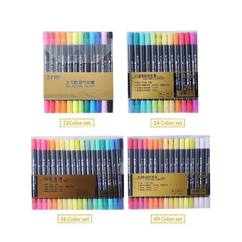 Sta 12/24/36/48/80 farvet dobbelt hoved opløseligt farvet skitsemarkør pensel sæt til tegning maling kunst markør forsyninger