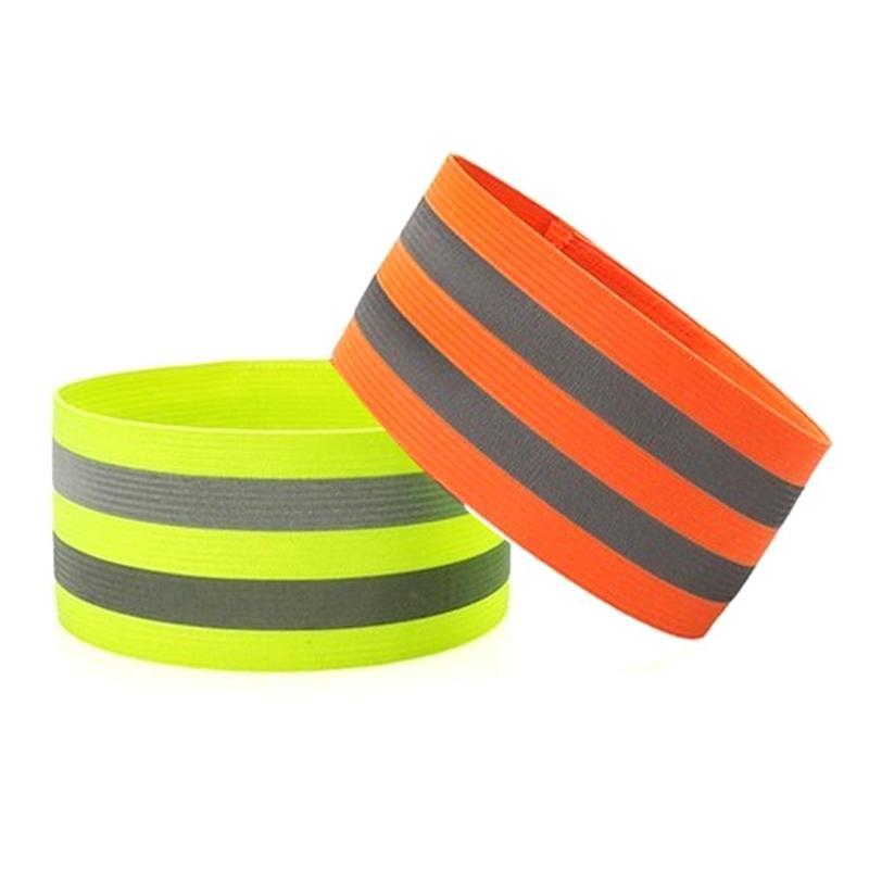 2 stk reflekterende armbånd bæltestrop til udendørs sport jogging cykel bælte ankel sikkerhed nat ride arm løb  n6 x 8