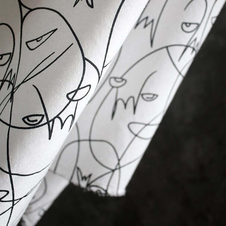 Tegneserie ansigt graffiti stof 150cm bredde malet bomuldsklud hvid baggrund stof skjorte stof  cg077