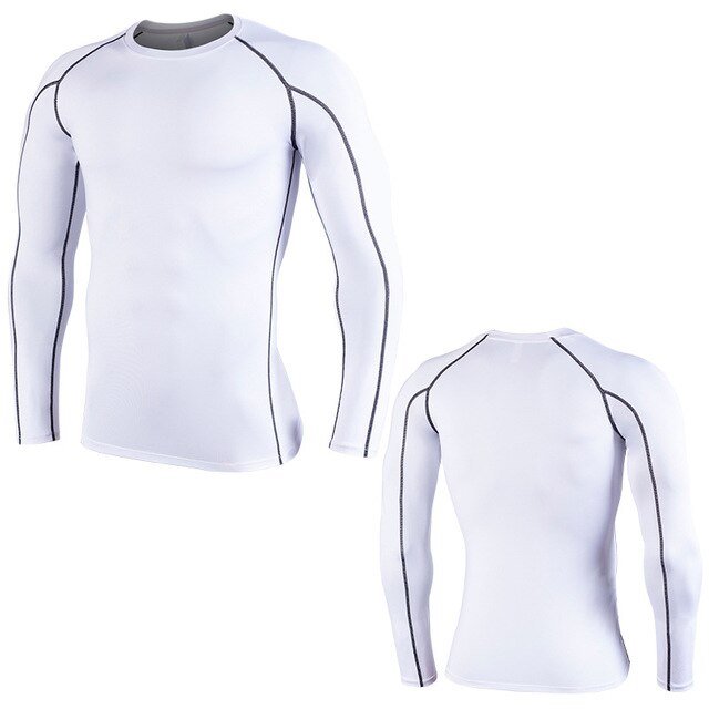 Compression Shirts Long Sleeve Running T-Shirt Men Sport Jogging Fitness Sportswear Men&#39;s Quick Dry Tops Training Suit: 901 white / Asian size S