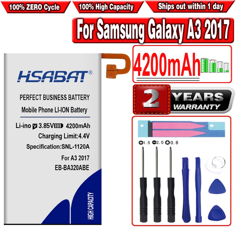 HSABAT EB-BA320ABE Bateria 4200mAh para Samsung Galaxy A3 2017 SC-04J SGH-N417 A320 A320FL A320Y A320F