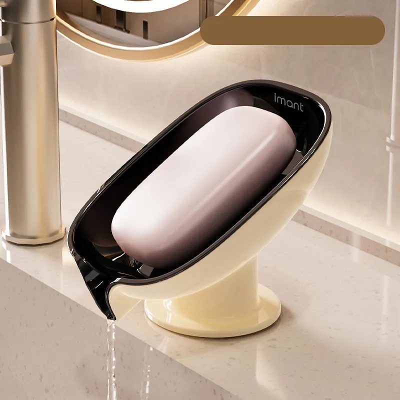 Self Draining Soap Dish Wall Mounted Bathroom Holder Portable Shower Shelf Organizer Non-Slip Bathtub Storage Accessories: Light Grey