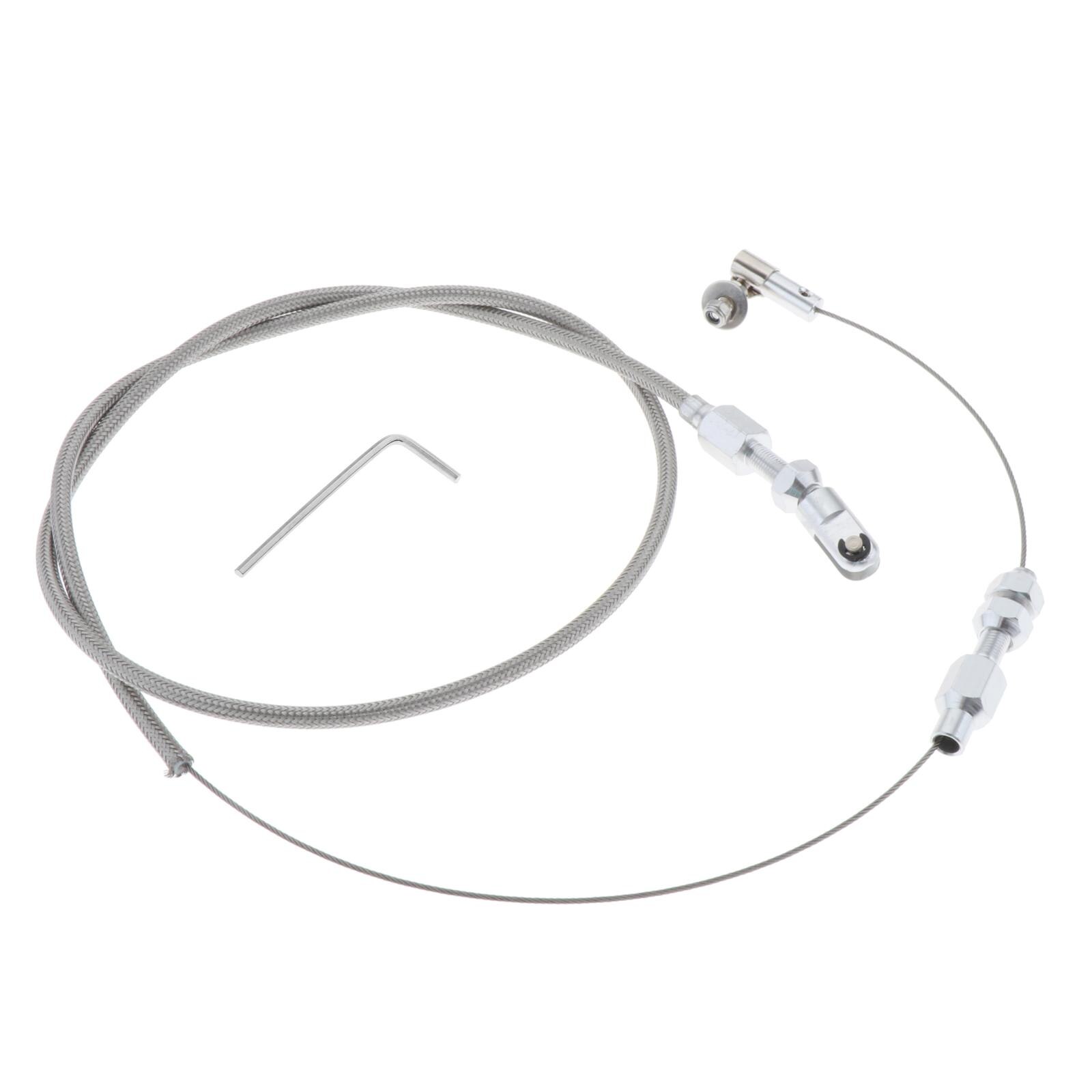 Stainless Steel Throttle Cable with Fittings, Silver, 56inch Stainless Steel Cable, 36inch Housing