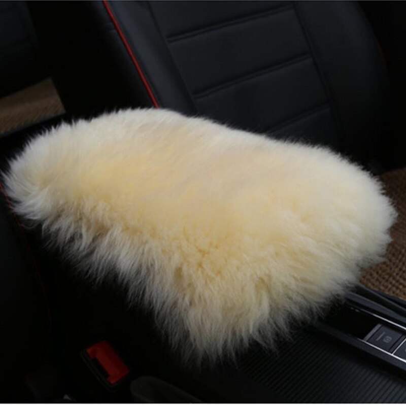 Auto Pluche Armsteun Cover Faux Fur Auto Center Arm Rest Console Pad Wol Kussen Protector Universal Voor Suv/Vrachtwagen/Auto: Beige