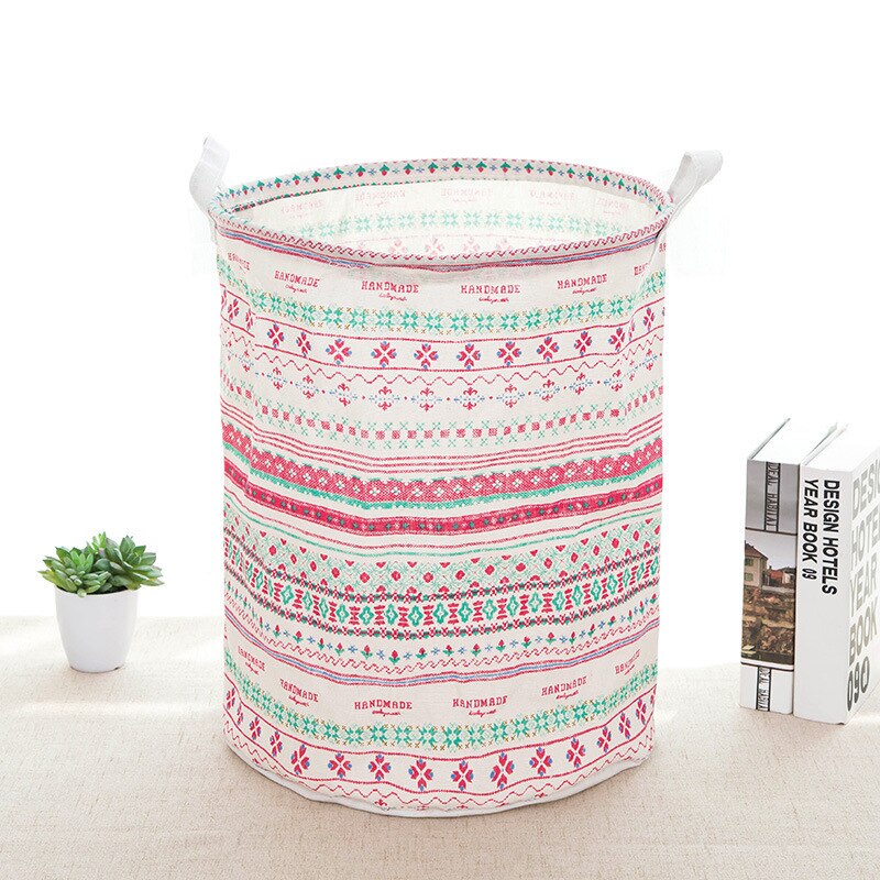 2599 Vuile Kleren Opslag Mand Opvouwbare Waterdichte Wasmand Wasmand Katoen Linnen Wasmand Speelgoed Opslag Buck: Ethnic Style