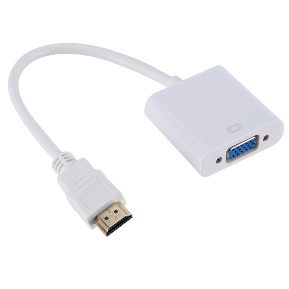 HDMI-compatibel naar VGA-adapter Full HD 1080P Digitaal analoog HDMI HDTV Man-vrouw VGA-kabelconverter voor pc-laptops Tablet: WHITE