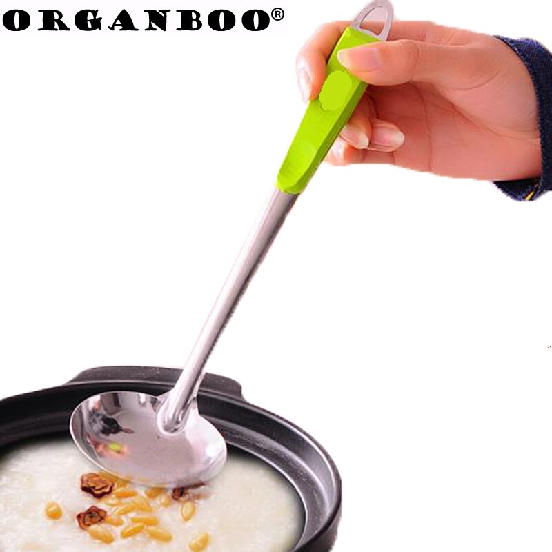 Colorful handle stainless steel spoon stirring kitchen soup can be hanging colander pot spoon kitchen accessories cooking tools