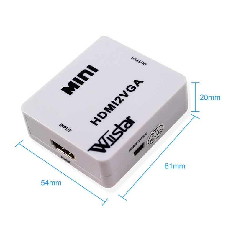 1080 p 60Hz Mini Hdmi naar Vga Converter voor Xbox pc Dvd cabo ingebouwde Hdmi2Vga Connector Adapter Hdmi- vga