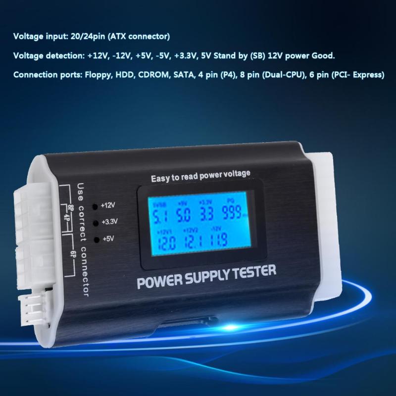 Digital LCD Display PC Power Supply Tester Checker ATX Measuring Tester Power Measuring Diagnostic Tester Tools