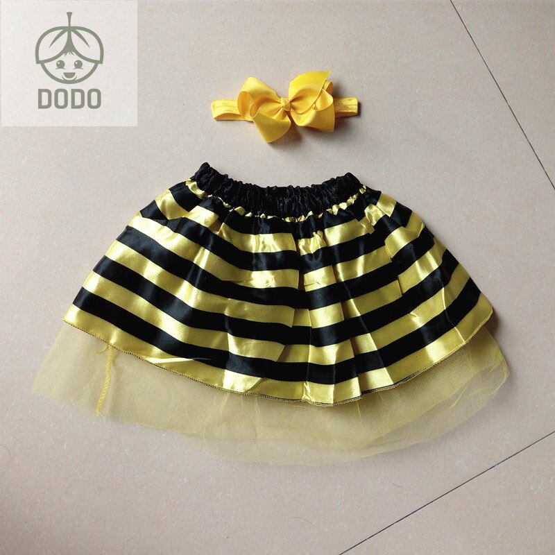Disfraz de abeja de miel para niñas, conjunto de falda + diadema, traje de escenario para actuaciones, ropa de , novedad, 2 uds.: YELLOW
