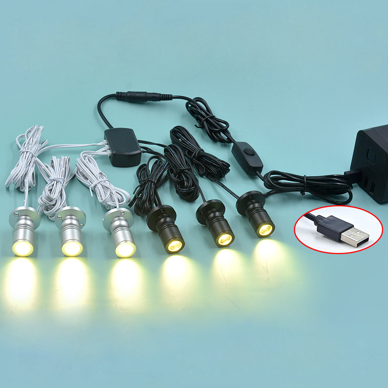 Dimmbar 5v usb-skapbenk spotlightsett s-serie 1 til 1 - 10 ledet-lamper