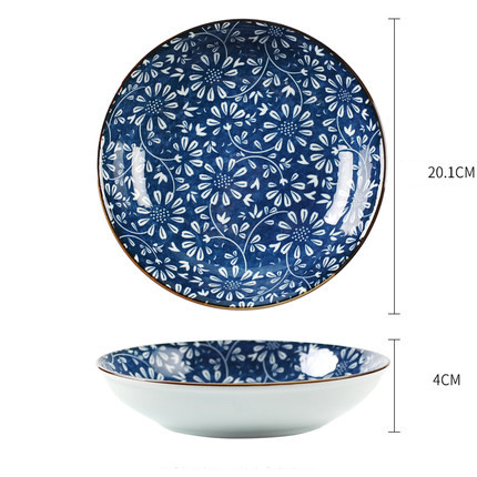 8 tommer keramisk plade husholdningsboller plade japansk stil keramisk middag plade keramisk morgenmad plade dessert fad: 04 stil