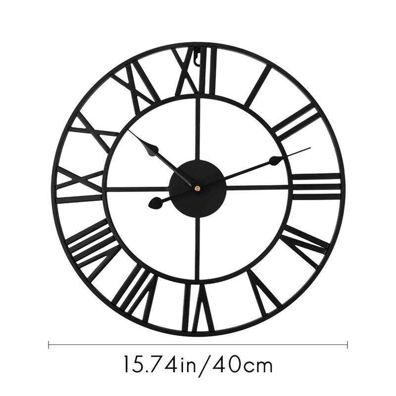 Retro Metal Roman Numeral Wall Clock Iron Round Large Outdoor Garden Home Office Decoration Classic Industrial